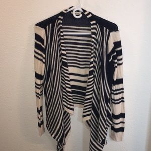 Navy and cream striped cardigan